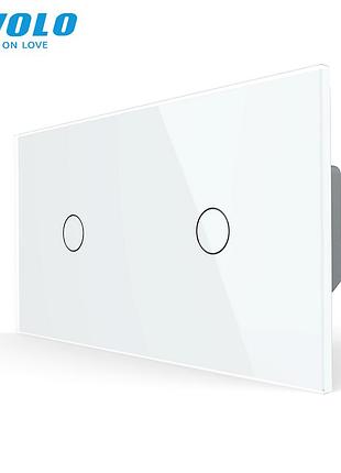 Умный сенсорный выключатель 2 клавиши wi-fi стекло для дома белый livolo rem-1157
