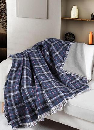Плед хлопковый first choice plaid navy blue 220х240 см