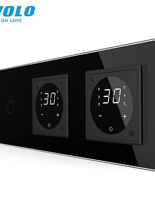 Сенсорный диммер 16а 230v с терморегуляторами для теплого пола 2 зоны черный livolo rem-1534