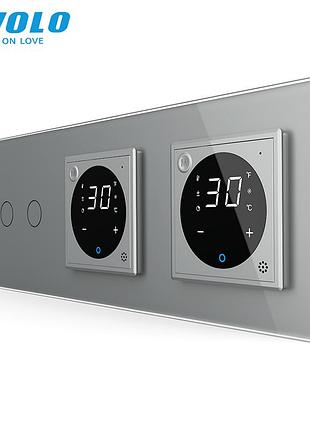 Сенсорный диммер с терморегуляторами 16a 230v для теплого пола 2 зоны серый livolo rem-1050