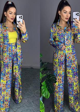 Женский костюм из шелка l-xl, желтый