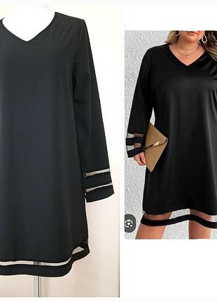 Shein платье l-xl 48-50 чёрное полиестр сетка