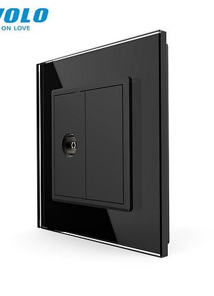 Телевизионная розетка 1 пост с рамкой из стекла для дома черная livolo rem-1970