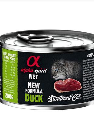 Консерва alpha spirit duck sterilized cat с уткой, для стерилизованных котов, 200г. as duck for sterilized консерва дкотов ас дак
