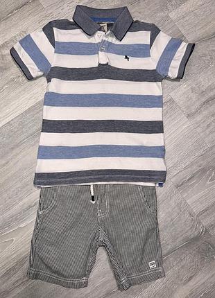Льняные шорты и футболка-поло h&m на мальчика 4-5лет