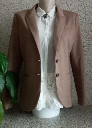 Стильный нежный пиджак, жакет блейзер темно-бежевого цвета h&amp;m7 фото