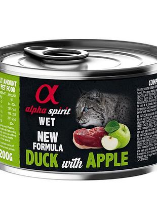Консерва alpha spirit duck with green apple, для взрослых кошек, 200 гр