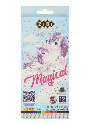 Карандаши цветные 12кол. , магія, kids line тм zibi