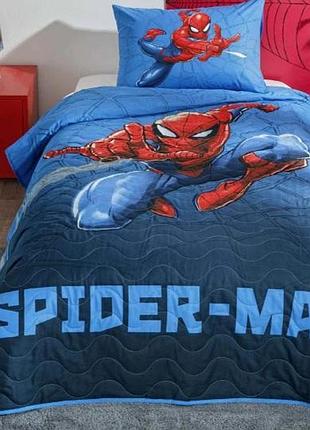 Стеганое покрывало tac disney spiderman focus 160×220 см + наволочка