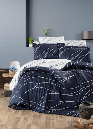 Двуспальный евро комплект first choice mesi navy blue сатин