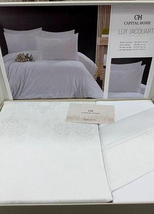 Двоспальний євро комплект capital home white жаккард люкс