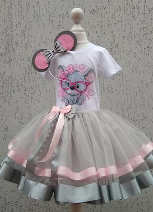 Костюм мишки платье мышки серая фатиновая юбка карнавальный костюм мышы