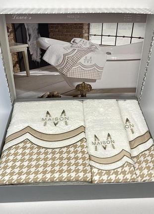 Подарунковий набір рушників maison d'or 3шт lowe's white-beige