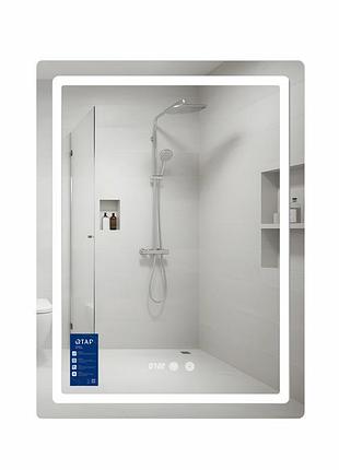 Дзеркало qtap mideya (mi2) 600х800 з годинником, з led-підсвіткою touch, з антизапотіванням, димером, регумр. яскравості qtmid60089627