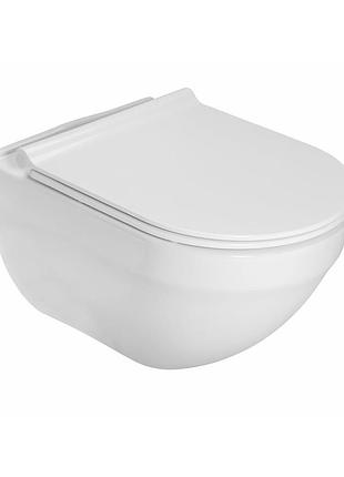 Hebe round rimless підвісний унітаз з сидінням slim, з системою плавного опускання, швидкознімне