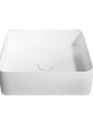 Умывальник 40*40*12,5см накладной каменный solid surface