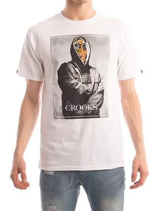 Плечи 45 см crooks &amp; castles size m белая футболка   
made in usa