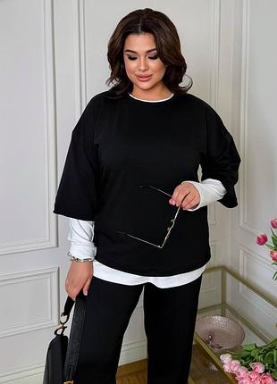 Женский костюм тройка черный, 58-60