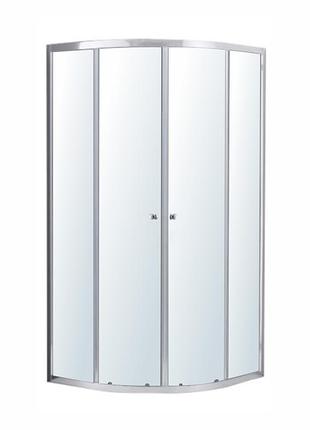 Ozala cc душевая кабина 90*90*190см, полукруглая, раздвижная, профиль хром, стекло прозрачное