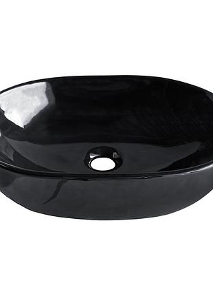 Black amadeus m умивальник 48*35*14,5 см овальний чорний, накладний