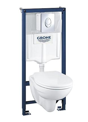 Самsolido perfect набор 4 в 1 с подвесным унитазомgrohesolido perfect набор 4 в 1 - инсталляция 38721001, с подвесным унитазом