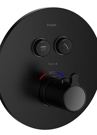 Smart click змішувач прихованого монтажу (термостат 2-f, r, кнопки з регулюванням потоку), чорний матовий