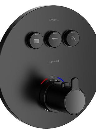 Smart click змішувач прихованого монтажу (термостат 3-f, r, кнопки з регулюванням потоку), чорний матовий