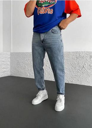 Мужские джинсы mom fit / relaxed fit «mid blue» средний синий цвет классический деним