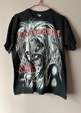 Вінтажна футболка iron maiden 1981 vintage rock band all over print tshirt size m