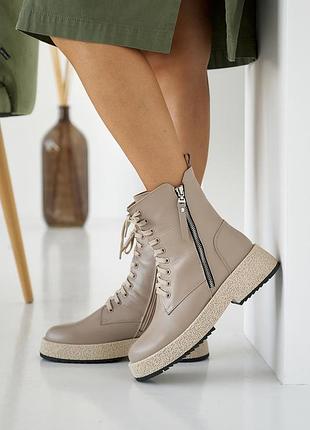 Женские ботинки кожаные зимние бежевые vlamar 9206 джес (40)