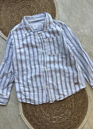 Льняна сорочка в смужку на хлопчика 6 років zara