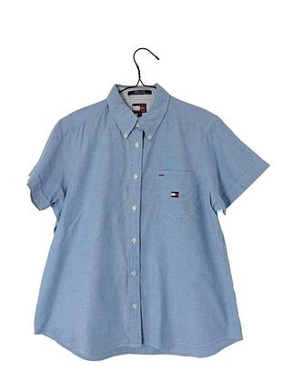 Голубая рубашка с коротким рукавом tommy hilfiger