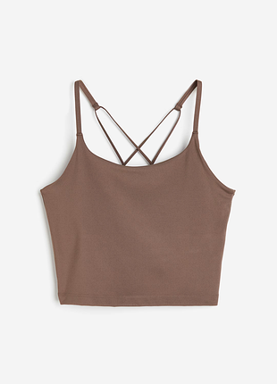 Спортивний топ h&amp;m move кольору какао з красивою спинкою — xs