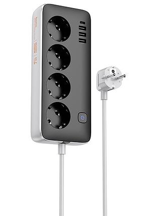 Подовжувач hoco ac21 sunlight 4-bit (1c/3a/4xsocket) (3m) black