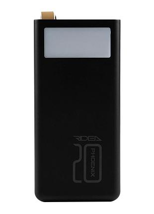 Универсальная мобильная батарея power bank ridea rp-d20l phoenix20 10w digital display + lamp 20000 mah черный
