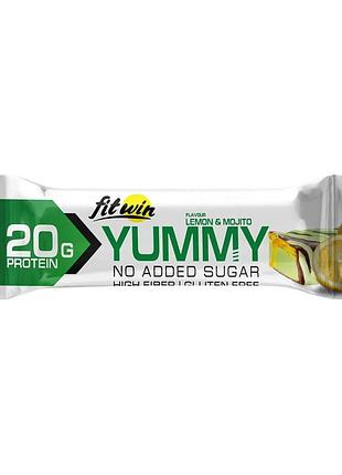 Протеиновый батончик fitwin yummy bar no sugar added 55 г lemon & mojito | без сахара
