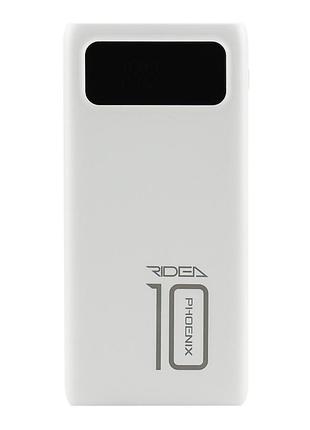 Умб power bank ridea rp-d10l phoenix10 10w 10000mah з led дисплеєм роз'єми micro-usb/type-c white