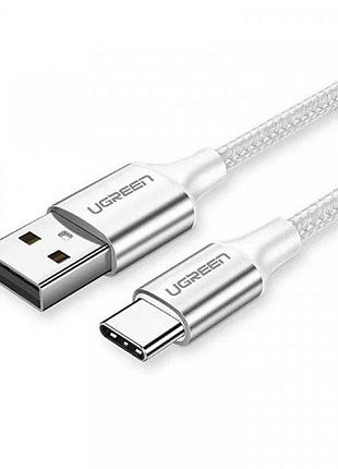 Кабель usb 2.0 am-type-c m ugreen us288 3м 3a 18w nickel plating aluminum braid 60409 серебряно-белый