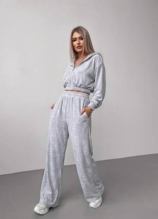 Женский костюм из велюр-плюш (можно добавить топ (150 грн)) m-l, меланж