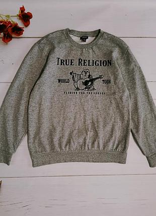 Сіра преміальна кофта світшот з великим логотипом true religion (оригінал)