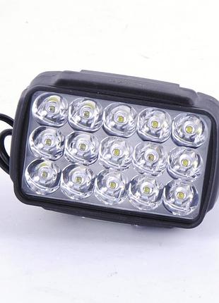 Фара-led прямокутник 15w (1w*15) 10-30v 92*60*57mm дальнє/spot (h092 flash) (1шт) пластик стробоскоп
