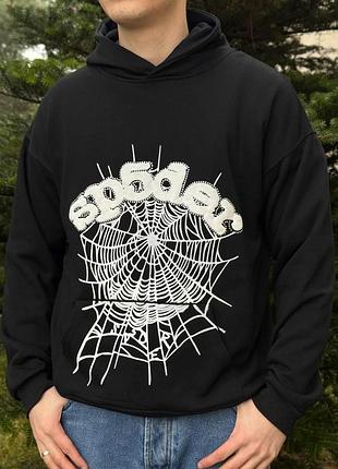 Худи sp5der черное с паутиной – стильный унисекс streetwear оверсайз m