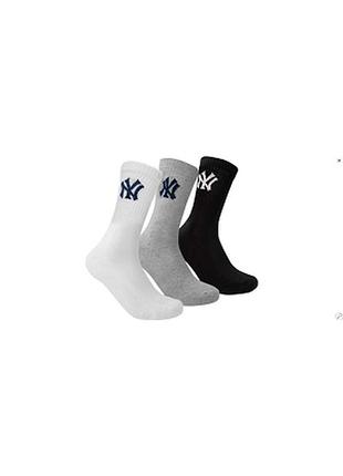 Шкарпетки new york yankees 3 pk crew чорний, білий, сірий уні 35-38