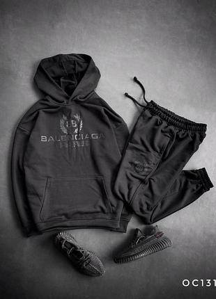 Черный мужской спортивный костюм balenciaga костюм кофта с капюшоном и брюки мужской черный на весну