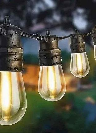 Гірлянда вулична ретро 10 led ламп від мережі 5м тм китай
