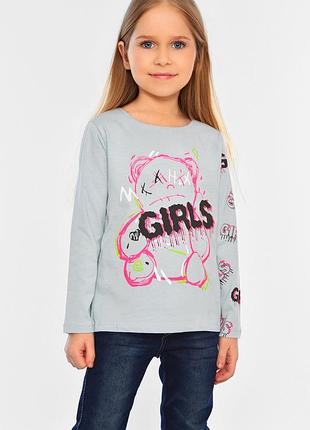 Лонгслив детский для девочки светло-голубого цвета 196556k