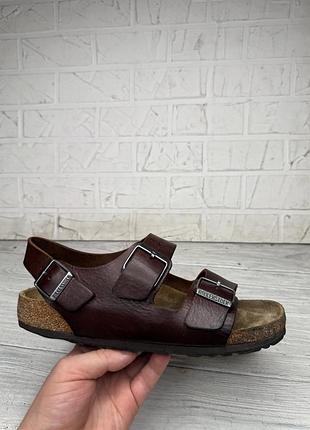 Крутые мужские сандали birkenstock milano из кожи habana