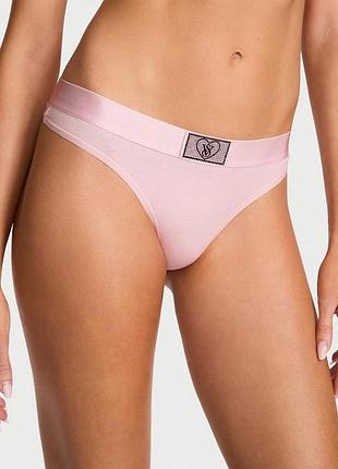 Женские трусики victoria's secret (293779542274) logo cotton heart shine patch thong l розовые