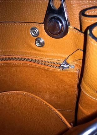 Рыжая оранжевая кожаная винтажная женская сумка  hermès3 фото