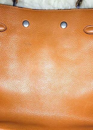 Рыжая оранжевая кожаная винтажная женская сумка  hermès10 фото